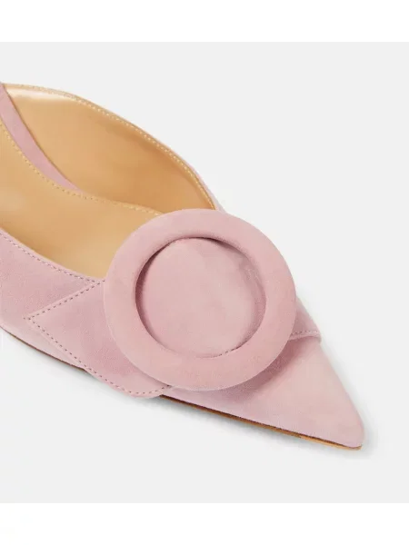 Papuci tip mules Gianvito Rossi din piele de căprioară roz