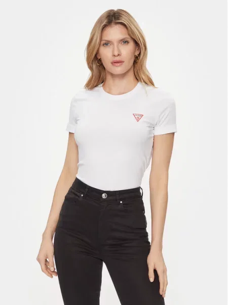 T-shirt GUESS Ss Cn Mini Triangle White M biała