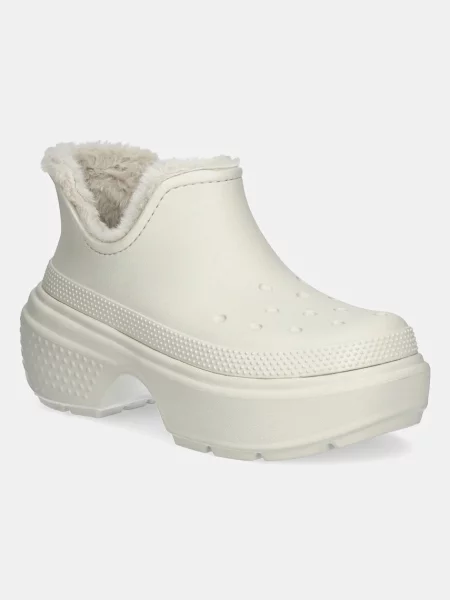 Черевики Crocs Stomp Lined Shorty Boot на платформі утеплене бежевий