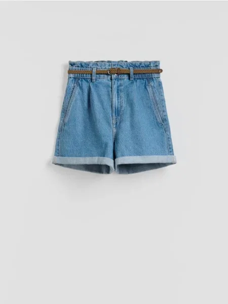Reserved Pantaloni scurți din denim cu cordon albastru