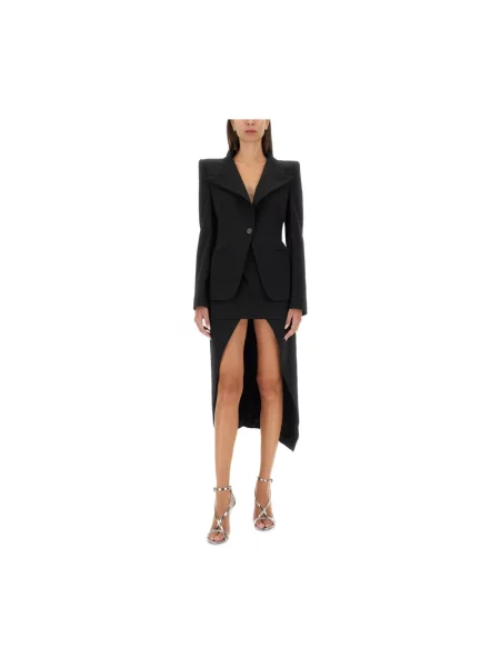 Spódnica midi Alexander Mcqueen wełniana czarna