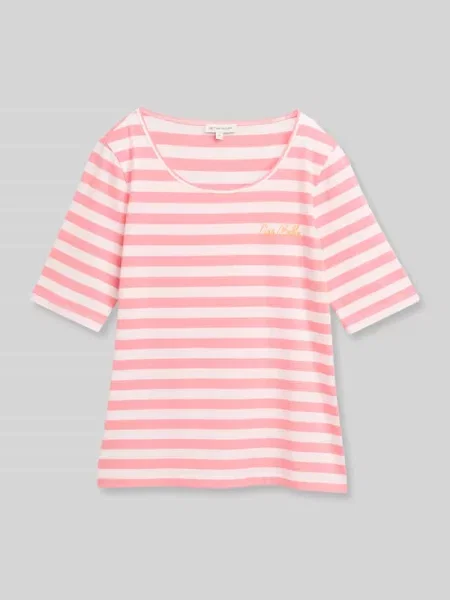 T-shirt o kroju regular fit z mieszanki bawełny z haftem Tom Tailor