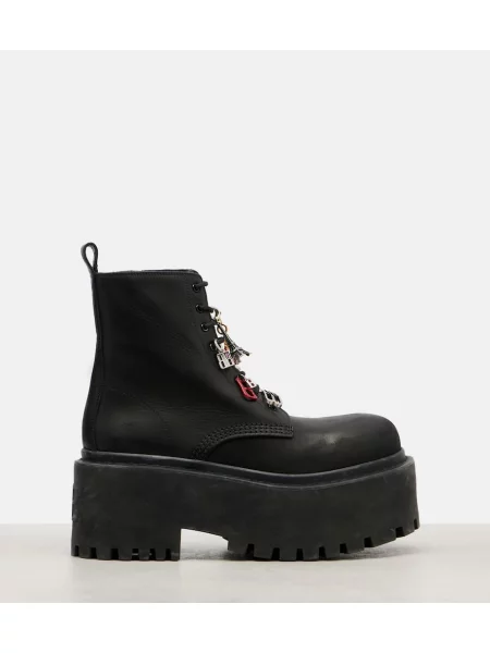 Botine Balenciaga din piele cu platformă negru