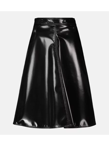 Fustă din piele Moncler Genius până la genunchi negru