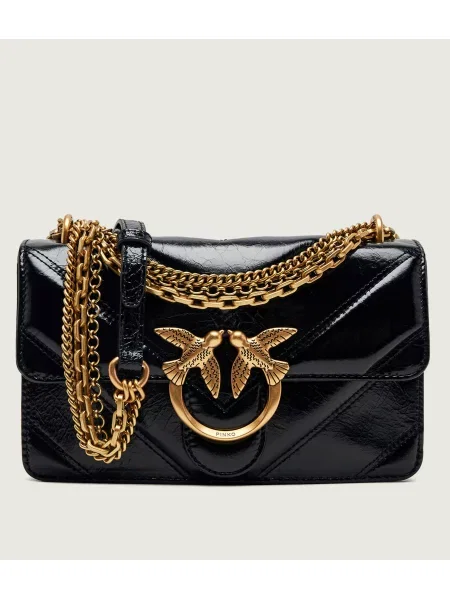 Pinko De piele geantă pe umăr Love One Mini Tripla negru