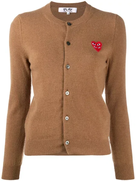 Cardigan Comme Des Garcons Play cu broderie tricotate maro