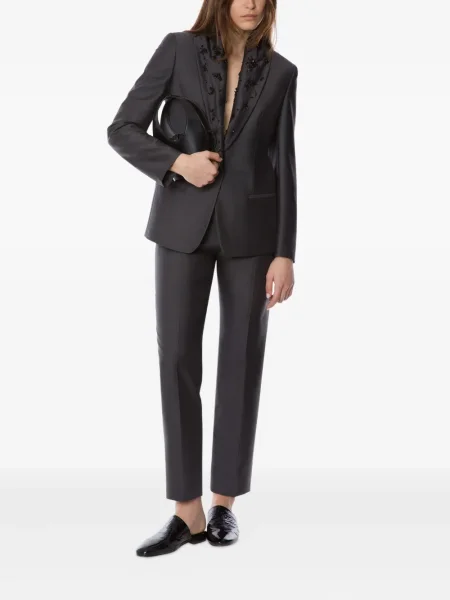 Sacou Alberta Ferretti cu broderie gri