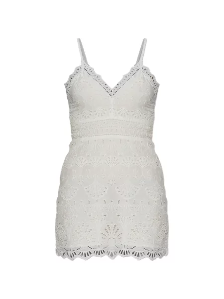 Rochie mini Loveshackfancy cu broderie alb