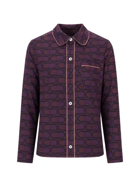 Top Laura Urbinati cu imagine cu imprimeu geometric violet