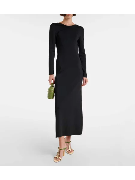 Rochie maxi Bottega Veneta tricotate de costum negru