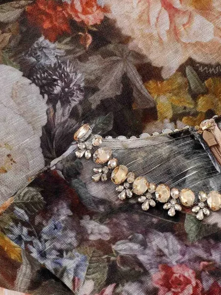 Gėlėta raštuota kostiumas mini suknelė Zimmermann ruda
