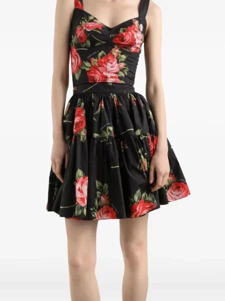 Fusta mini Dolce & Gabbana cu model floral negru