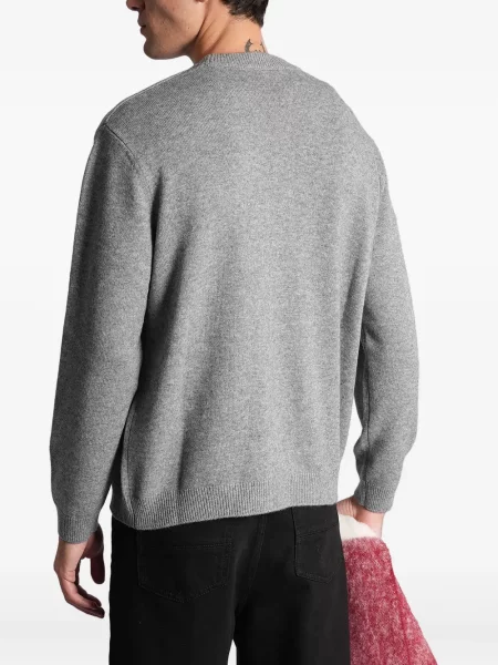 Pulover Maison Kitsune cu decolteu rotund gri