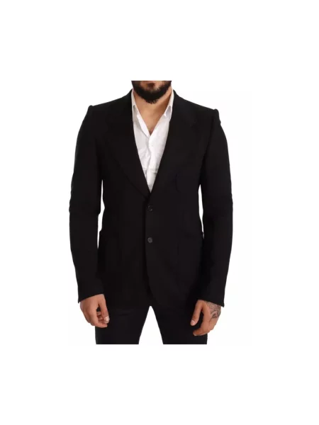 Garnitur Dolce And Gabbana wełniany z klapą czarny