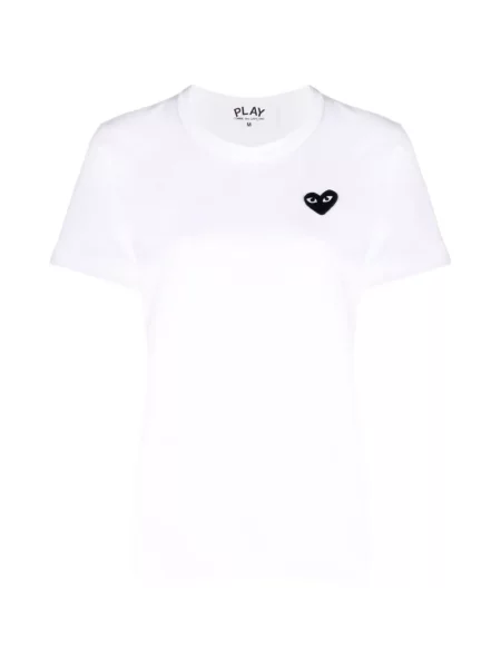 Tricou Comme Des Garcons Play cu motiv cu inimi alb