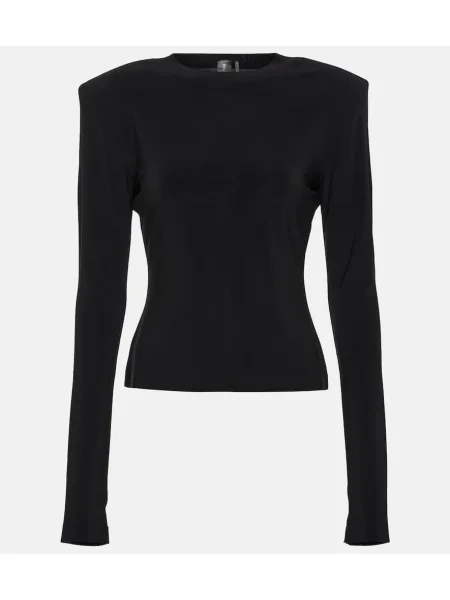 Top Norma Kamali din jerseu cu umeri negru