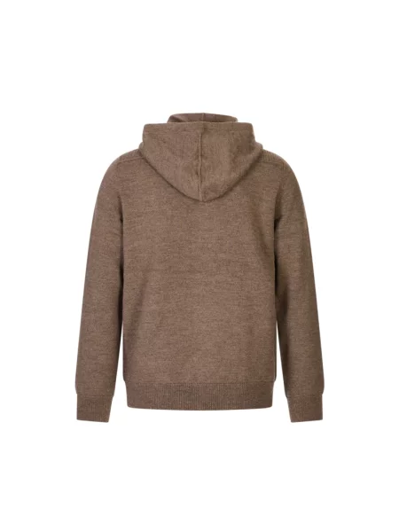 Sweter Montecore wełniany z kapturem brązowy