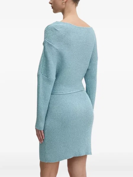Rochie mini Never Fully Dressed cu decolteu barcă de costum albastru