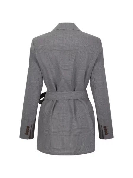 Cu centură geacă Max Mara în carouri gri
