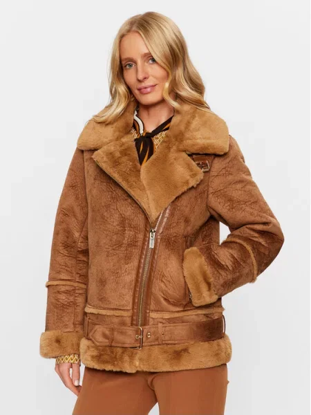 Usnjeni plašč Maryley rjava