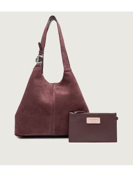 Coccinelle Geantă shopper + borsetă Coccinelle C-Easy | piele întoarsă roșu