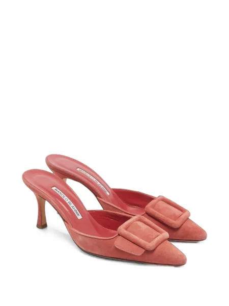 Papuci tip mules Manolo Blahnik cu cataramă roșu