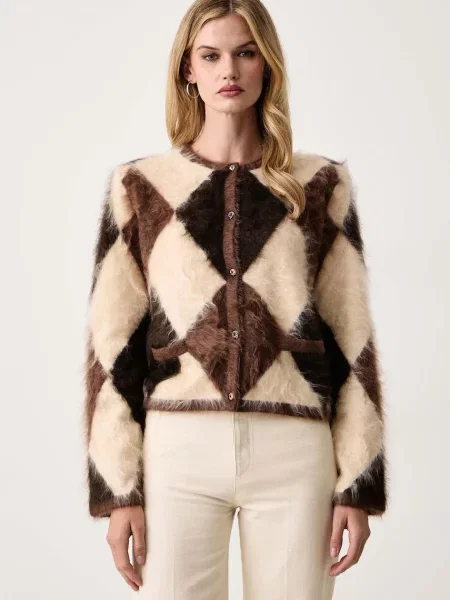 Seventy Venezia cardigan pentru femei din cașmir maro
