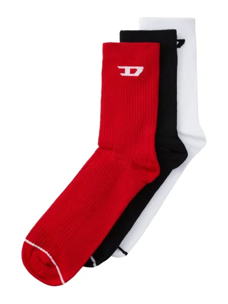 DIESEL Nogavice rdeča / črna bela