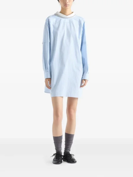 Bluză Prada cu broderie cu dungi albastru
