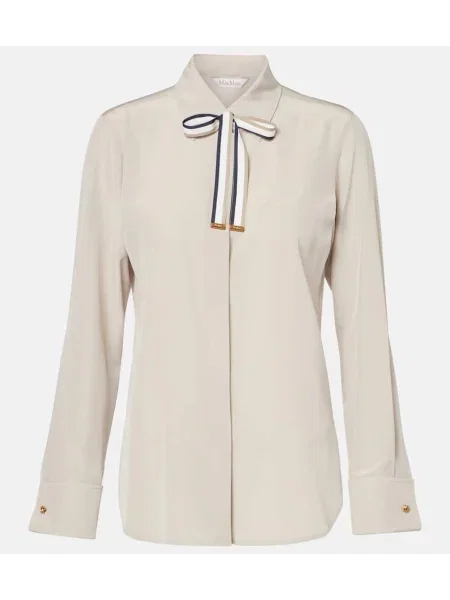 Bluză Max Mara cu funde de mătase bej