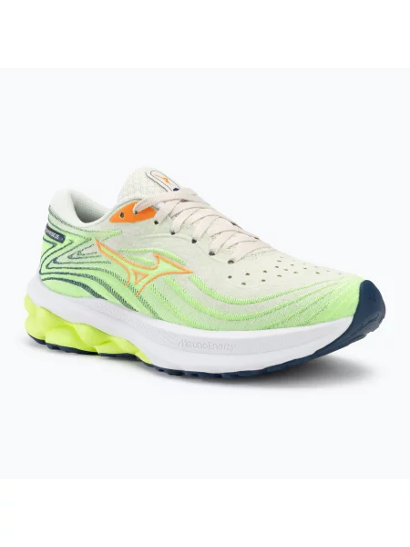 Дамски обувки за бягане Mizuno Wave Skyrise 5 pristine/vibrant orange/mizuno neo lime зелено