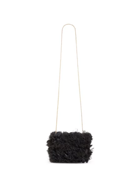 Clutch Gemy Maalouf με βολάν από τούλι μαύρο
