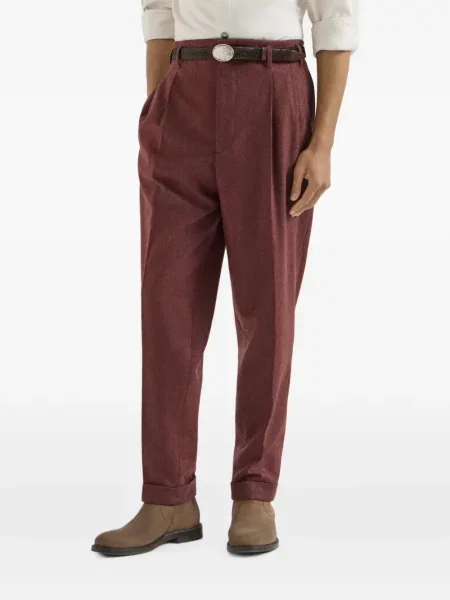 Pantaloni Brunello Cucinelli de lână roșu
