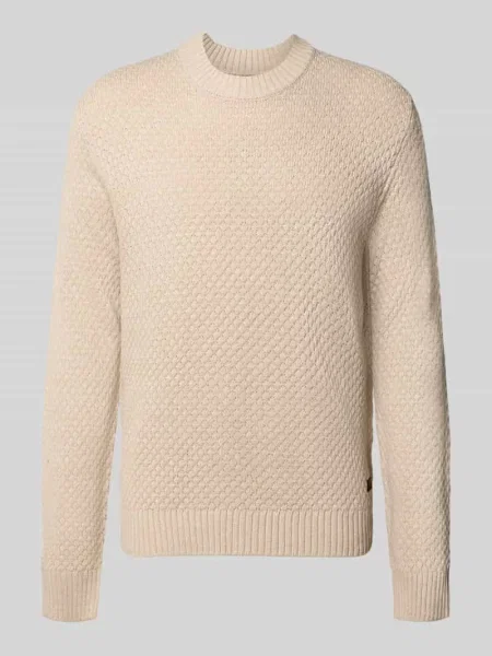 Sweter z dzianiny o kroju regular fit z mieszanka bawełny model BLAKE' Jack & Jones beżowy