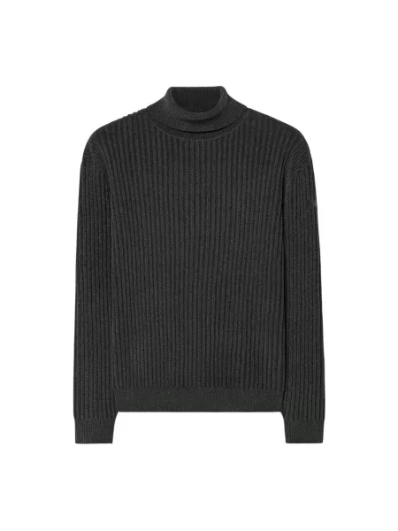 Aksamitny sweter z golfem Rrd do golfa zielony