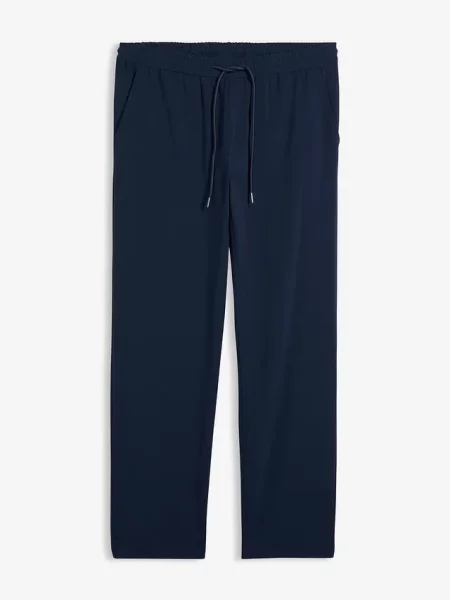 Spodnie z gumką w talii ze stretchem krój relaxed fit straight niebieskie