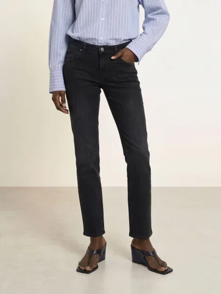 7 For All Mankind Jeansy Straight Low Cigarette schwarz