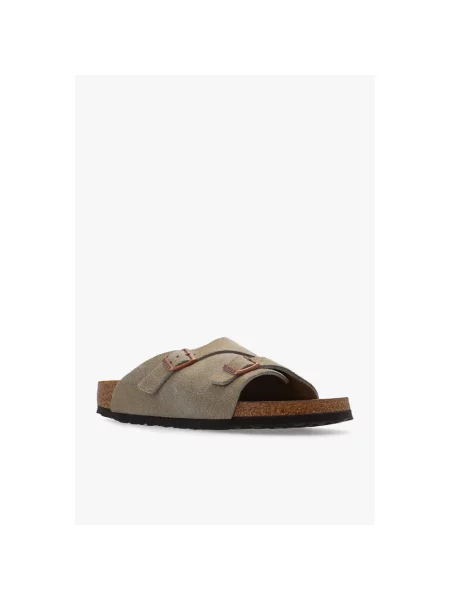 Klapki Birkenstock skórzane beżowe