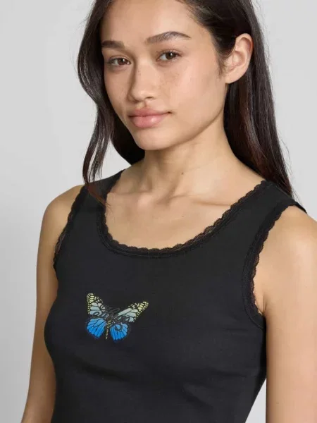 Top Hugo Blue koronkowy czarny