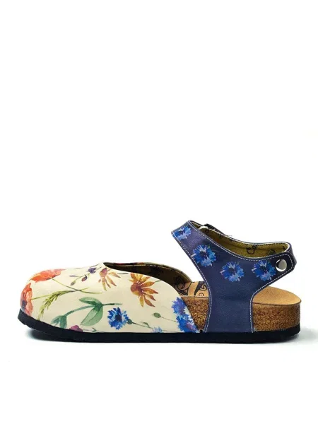 Goby Sandale Women shoes Goby-Calceo sandals with flowers murdar alb