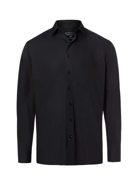 Finshley & Harding koszula biznesowa Easy Care Mężczyźni Modern Fit jednolity 38 czarny