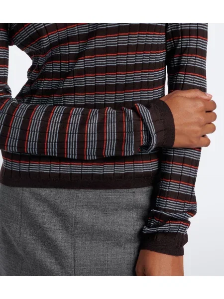 Tricou polo Prada de mătase cu dungi maro