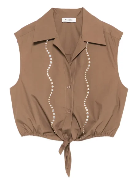 Koszula Sandro wiązana brązowa