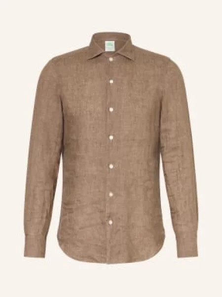 Finamore Lněná Košile Tokyo Nico Regular Fit hnědá