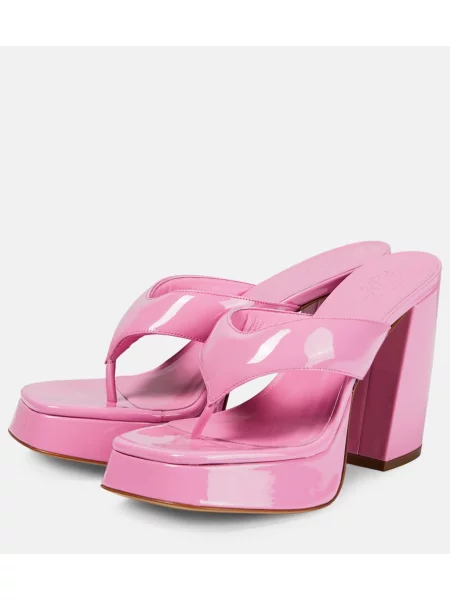Sandale Gia Borghini din piele cu platformă de lac roz