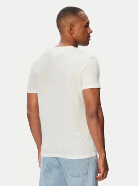 Tommy Jeans Majica ecru / golobje modra črna
