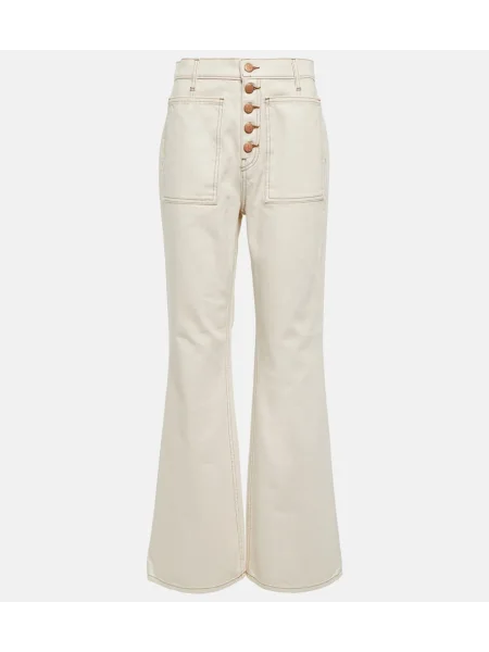 Blugi evazați Ulla Johnson cu talie înaltă alb