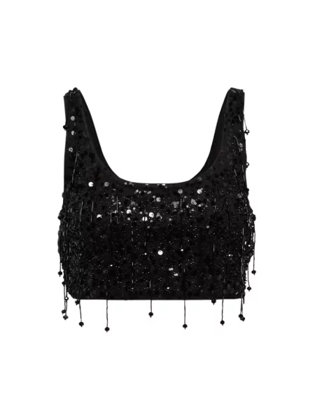 Lniany top Simkhai z cekinami czarny