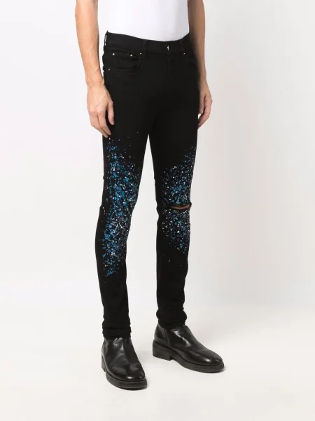 Skinny jeansy skinny Amiri z kryształkami czarne