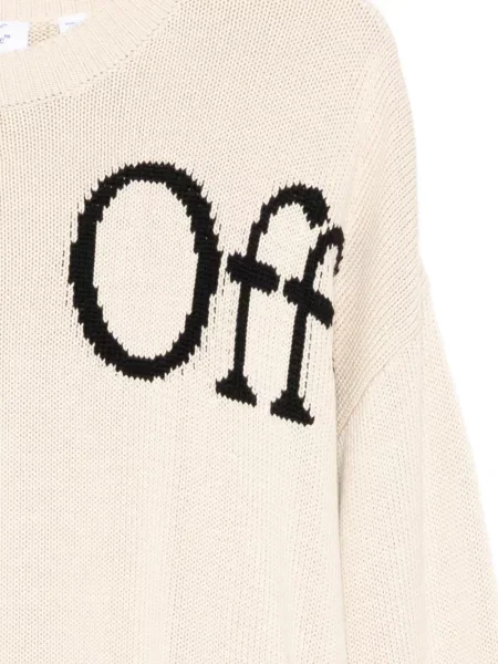 Pulover Off-white cu imagine cu decolteu rotund alb